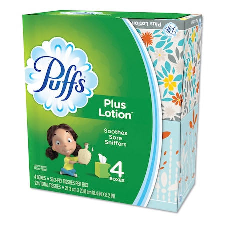 Puffs Plus Lotion 2 Ply Facial Tissues, 56 Sheets, 24 PK 34899